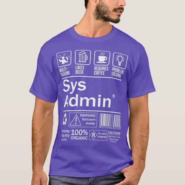 System Administrator Product Label Uni Linu T Shirt (Framsida)