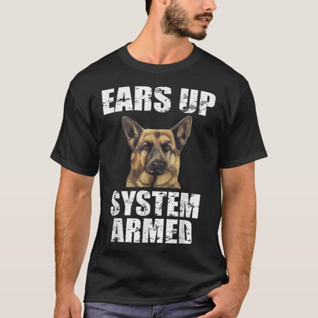 System ArmedFunny för Öron i tyska Shepherd T Shirt (Framsida)