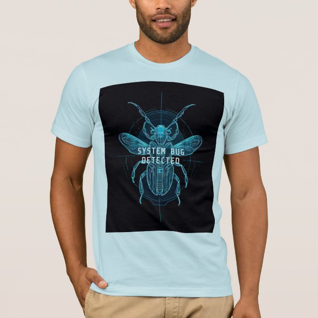 System Bug Detected Funny Cybernetic Tech T Shirt (Framsida)