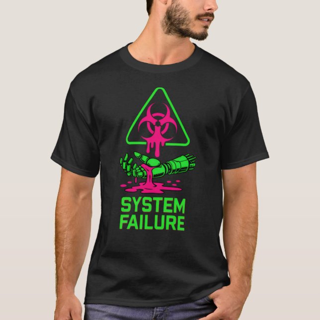 System Failure Cyberpunk Robotic Hand T-Shirt  (Framsida)