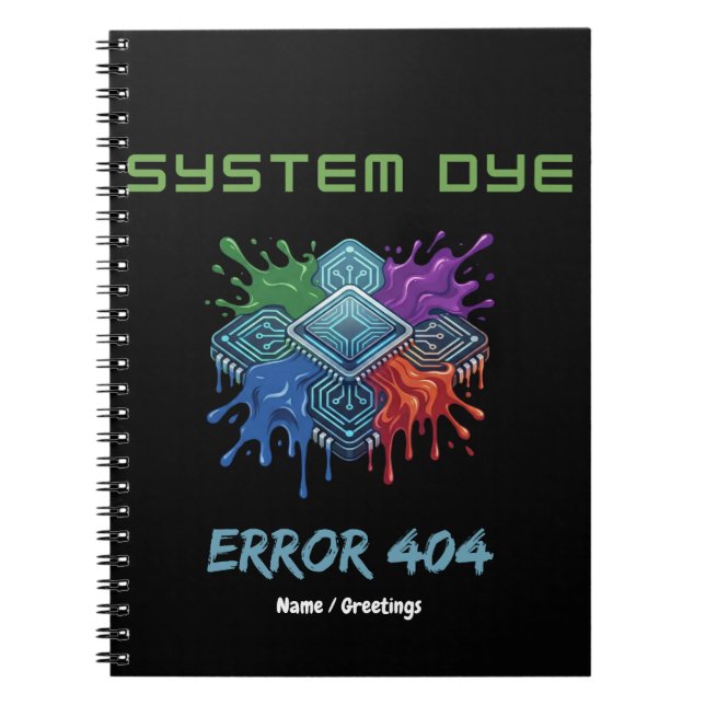System Färgfel 404 Teknisk Fel Mikrochip Grafik Anteckningsbok (Framsidan)