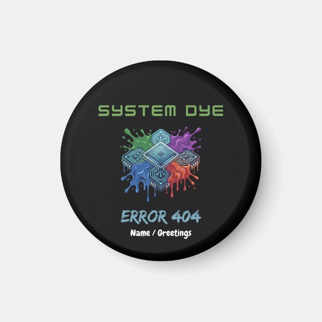 System Färgfel 404 Teknisk Fel Mikrochip Grafik Magnet (Framsidan)