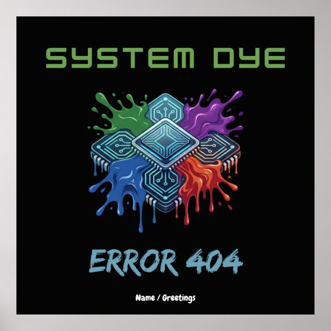 System Färgfel 404 Teknisk Fel Mikrochip Grafik Poster (Framsidan)