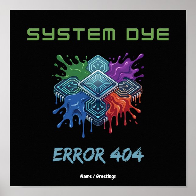 System Färgfel 404 Teknisk Fel Mikrochip Grafik Poster (Framsidan)