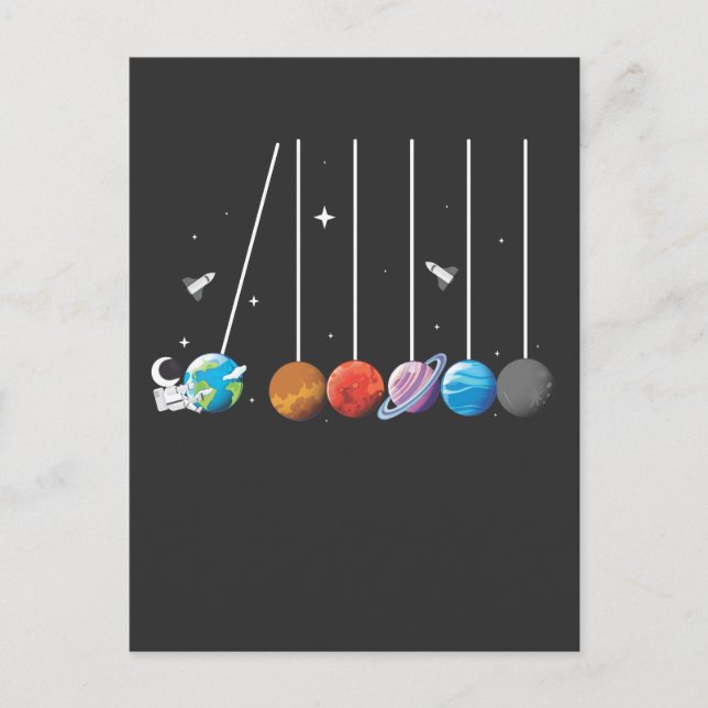 System för astronaut Pendulum Cradle Rocket Sol Vykort (Framsida)