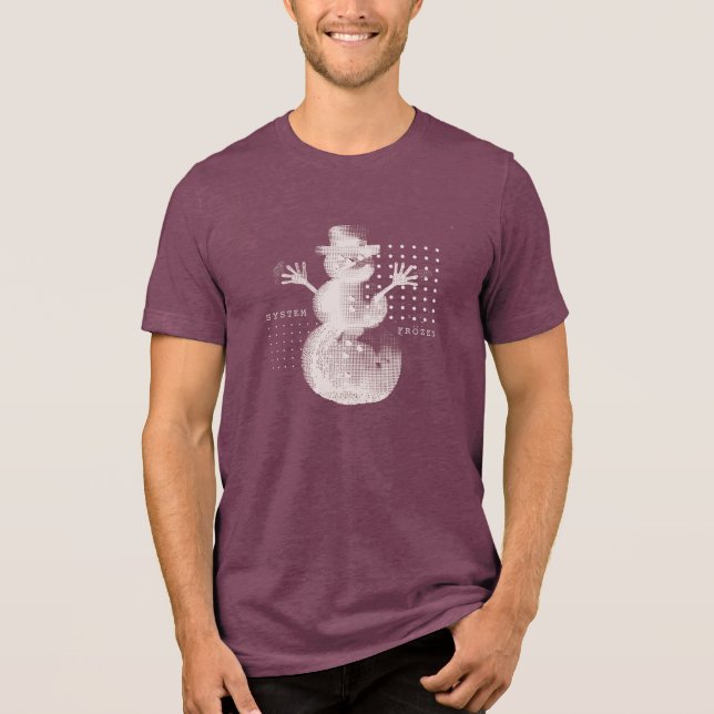 System Frozen Glitch Halftone Snowman Tech T-Shirt (Framsida)