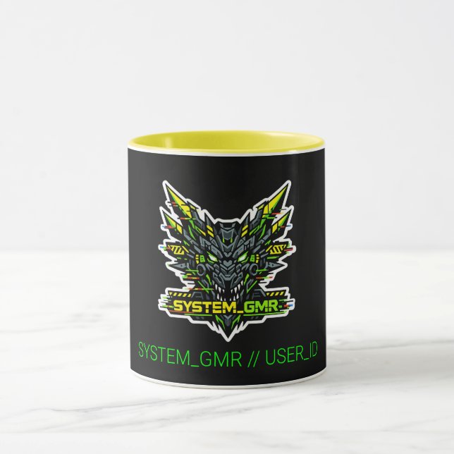 SYSTEM GMR Cyber Dragon Glitch Gaming Tvåtons Mug Mugg (Center)