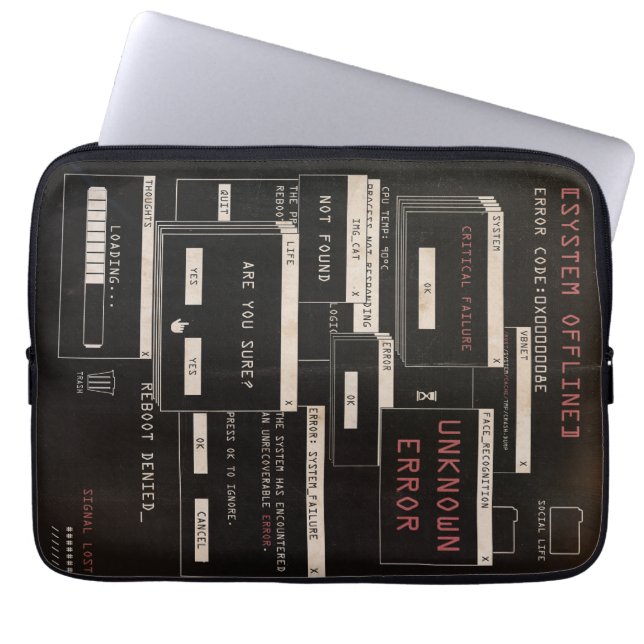System Offline - Teknobrutalistisk design Laptop Fodral (Framsidan)