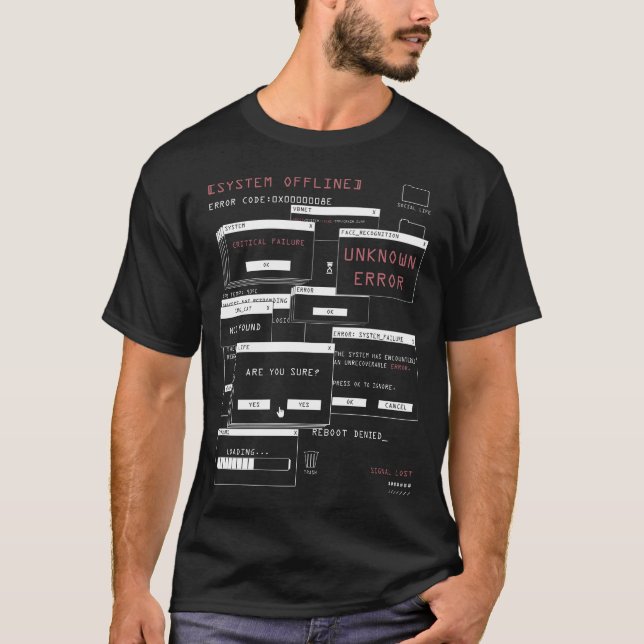 System Offline - Teknobrutalistisk design T Shirt (Framsida)