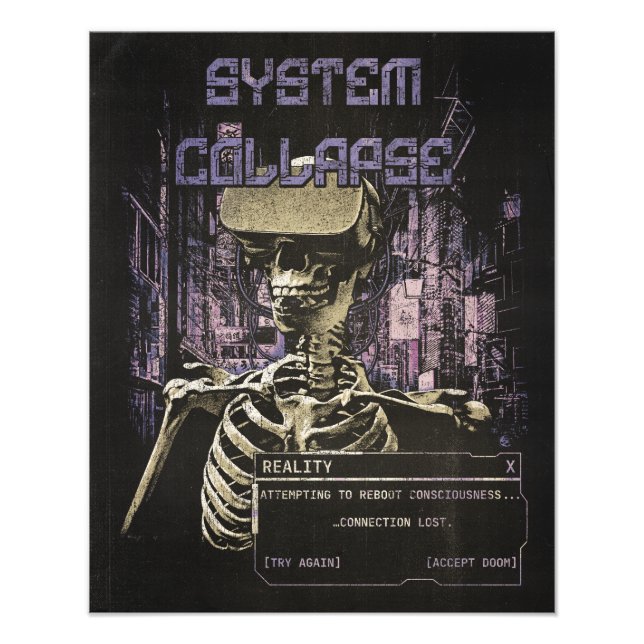 Systemkollaps - Techno-Dystopian Streetwear Fototryck (Framsidan)