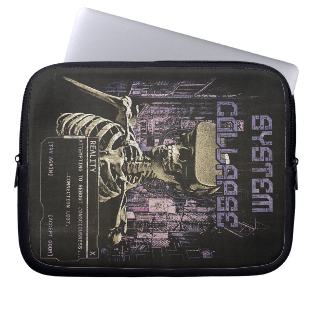 Systemkollaps - Techno-Dystopian Streetwear Laptop Fodral (Framsidan)