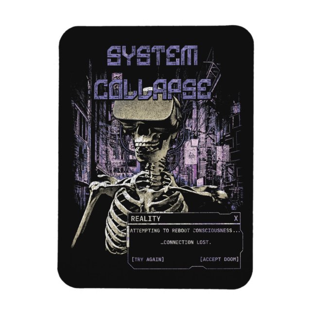 Systemkollaps - Techno-Dystopian Streetwear Magnet (Vertikal)