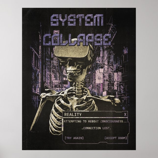 Systemkollaps - Techno-Dystopian Streetwear Poster (Framsidan)