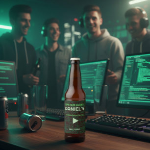 Systemlarm Hackare Sällskapsfest Ölblad Ölflaska Etikett