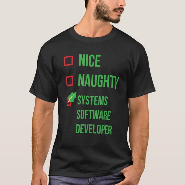 Systems Software Developer Funny Pajama jul T Shirt (Framsida)