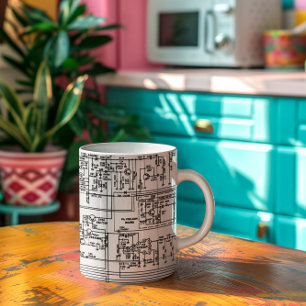 Systemsymboler för elektroniska kretsar kaffemugg