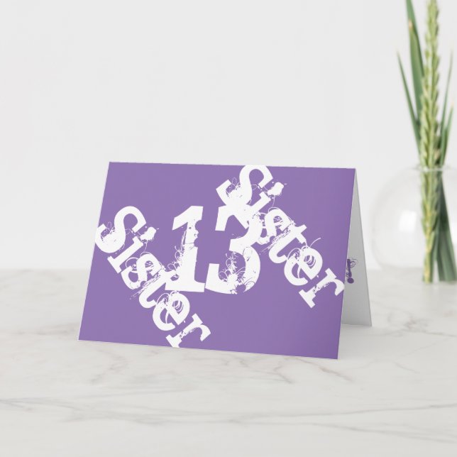 Syster, 13:e födelsedag, vitt på pubern. kort (Framsida)