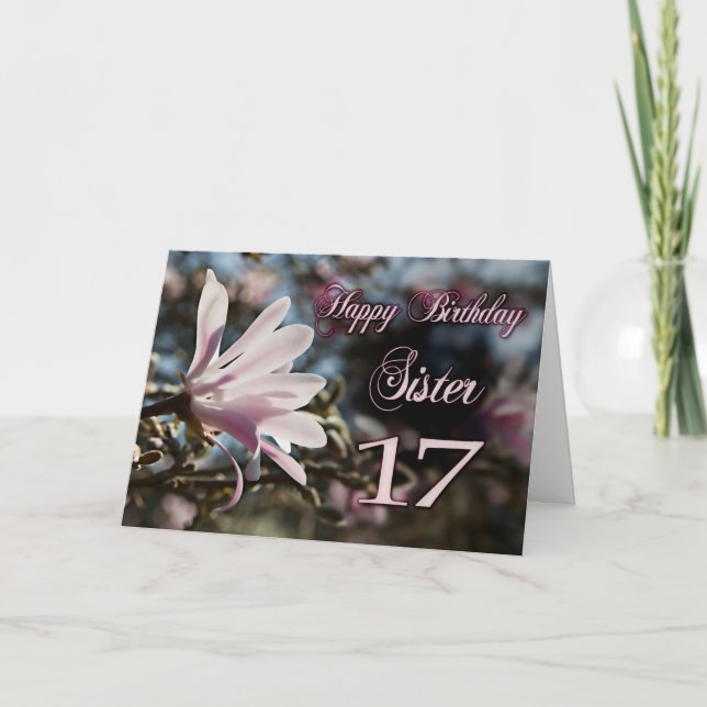 Syster 17:e födelsedagen med magnolia kort (Framsida)