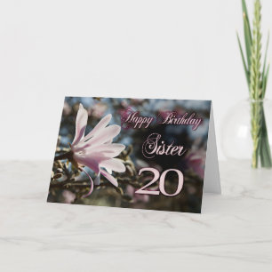 Syster 20:e födelsedag med magnolia kort