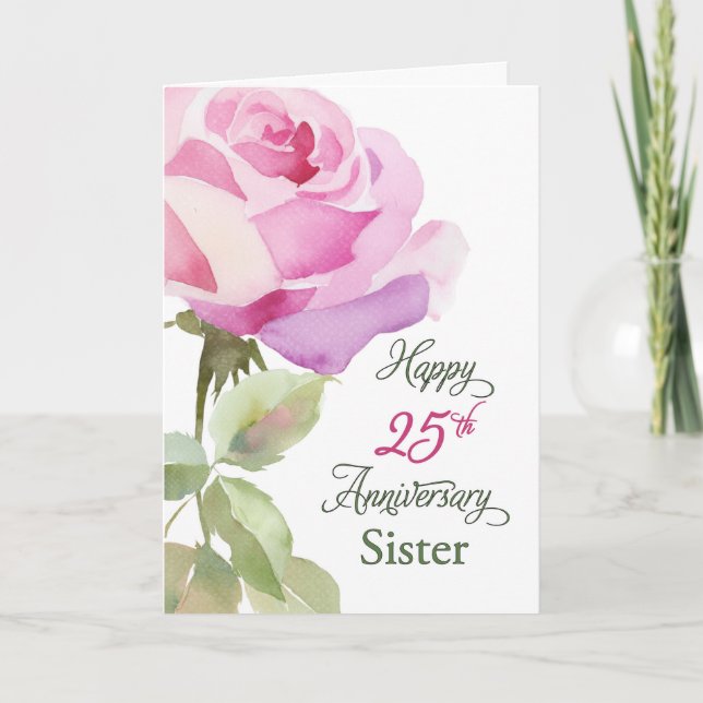 Syster 25-årsjubileum Rosa Ros Kort (Framsida)