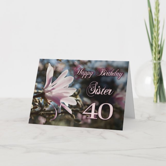 Syster 40 födelsedag med magnolia kort (Framsida)