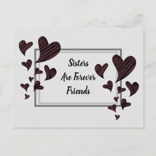 Syster är för Vänner Red Hearts Syskon Vykort