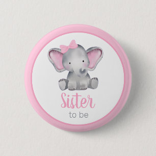 Syster att bli rosa elefant Baby Shower Knapp
