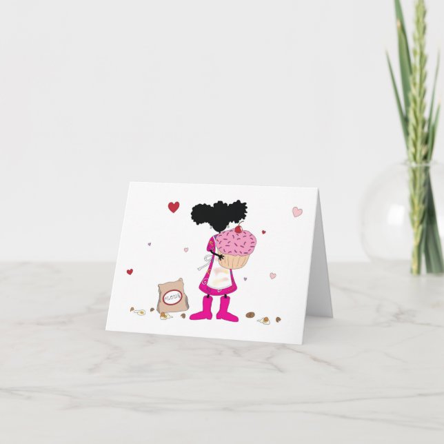 Syster bakar en tårta kort (Framsida)