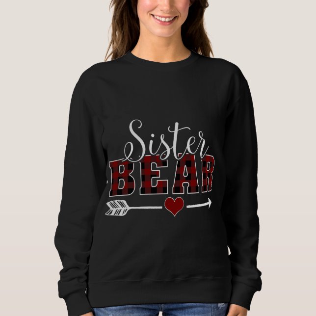 Syster Bear Buffalo Plade Arrow Dotter jul T Shirt (Framsida)