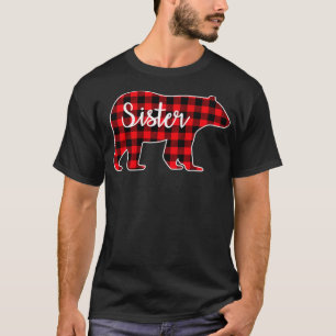 Syster Bear Red Plade-familjen Matchar julPa T Shirt