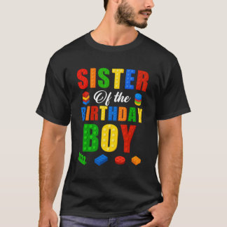 Syster Birthday Boy Master Builder Byggande Bricks T Shirt