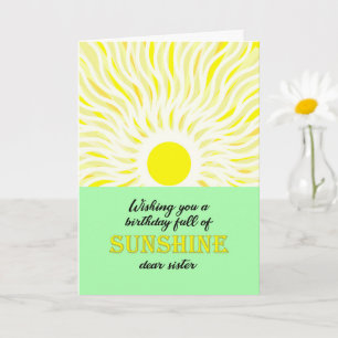 Syster Birthday Bright Sunshine Card Kort