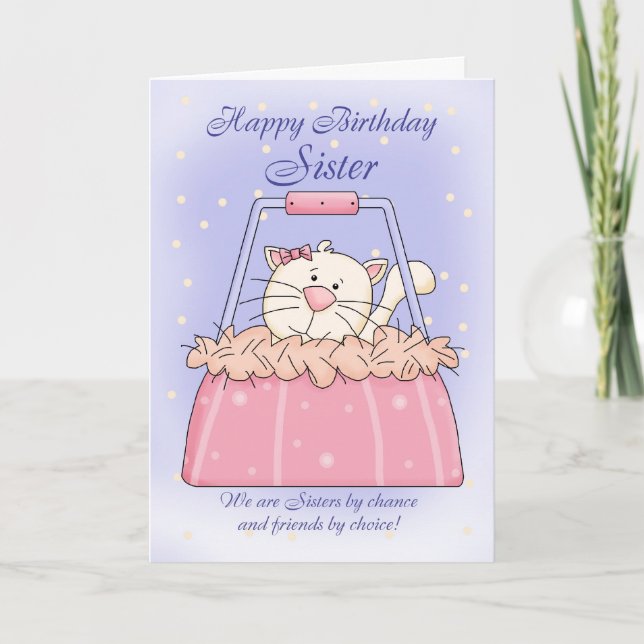 Syster Birthday Card - Cute Puppy Purse Pet Kort (Framsida)
