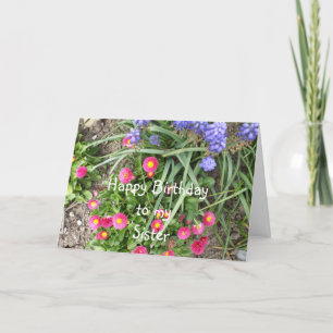 Syster Birthday Flower Bed Kort