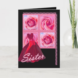 SYSTER - brudtärna - röd kappa, rosa ros Inbjudan