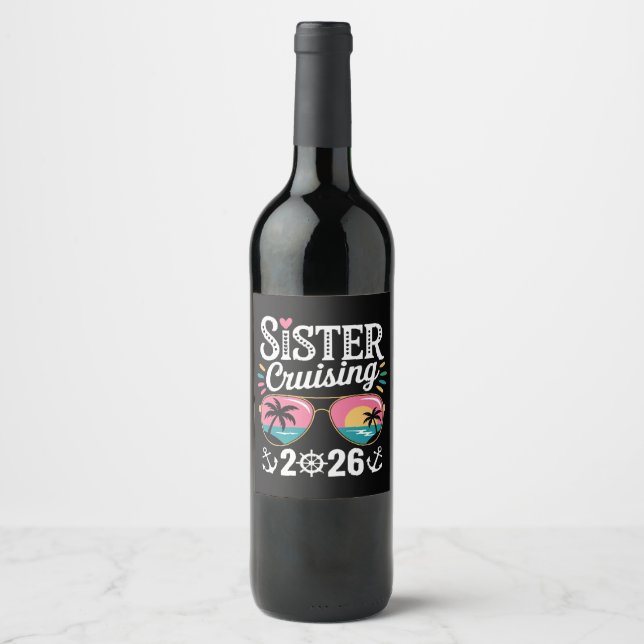 Syster Cruising 2026 Vinflaska Etikett (Framsida)