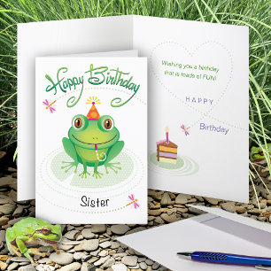 Syster Cute Birthday Frog Kort