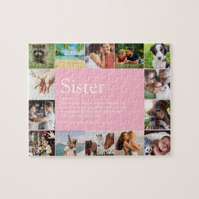 Syster Definition Collage Girly Rosa 14 Photo Pussel (Horisontell)