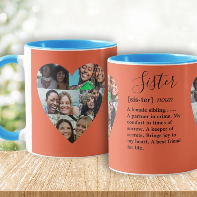Syster Definition Photo Heart Collage Colorful Mug Mugg (Skapare uppladdad)