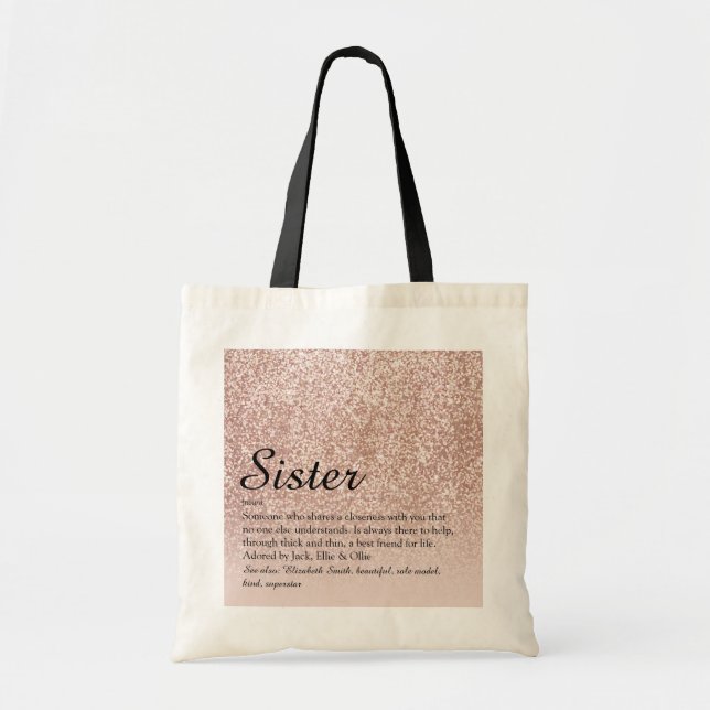 Syster Definition Rosa Guldglitter Tygkasse (Framsidan)