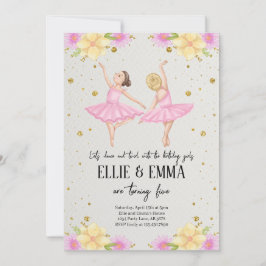 Syster eller Twin Ballerina Inbjudningar