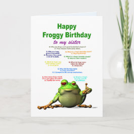 Syster, födelsedag, frogskämt kort