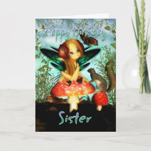 Syster, födelsedagskort, Cute Little Fairy Kort