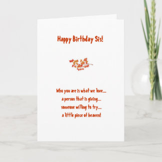 Syster - födelsekort kort