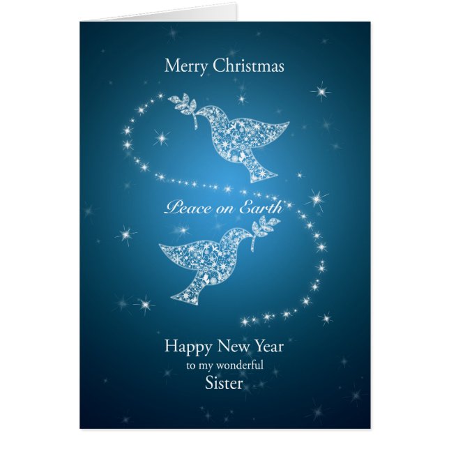 Syster, fredsjulens Doves Hälsningskort (Framsidan)