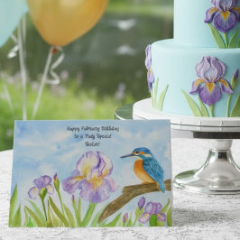 Syster Glad Februari Födelsedag Kungsfiskare Kort