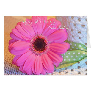 Syster Grattis på födelsedagen Rosa Daisy Card Hälsningskort