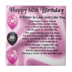 syster i Lag Dikt - 60:e födelsedagen Kakelplatta