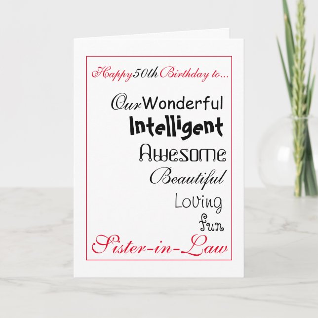 syster i lagfödelsedagkort. 50th female.girls. kort (Framsida)