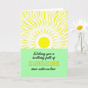 Syster i LAw Birthday Bright Sunshine Card Kort